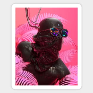 Neon Pink Jungle Man Sticker